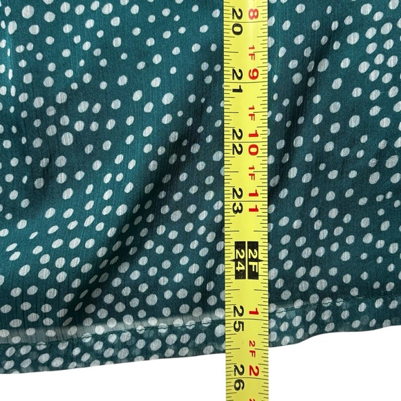 Boden Aubrey Jersey Knit Top Womens US 6 Chiffon Overlay Polka Dot Blouse Green - Picture 9 of 12